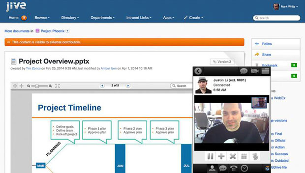 Jive Software Project Overview screen shot
