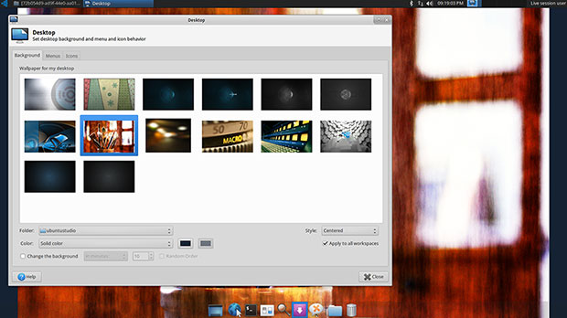 Ubuntu Studio hideaway favorites panel