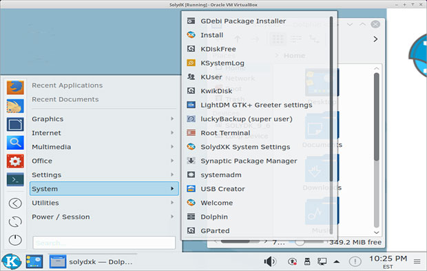 KDE's Plasma desktop in SolydXK's latest release