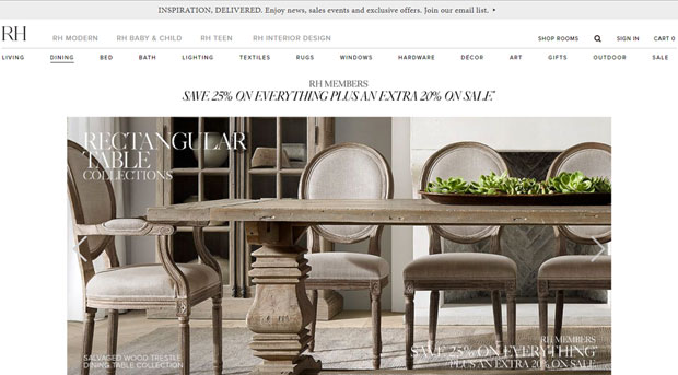 Restoration Hardware screen shot