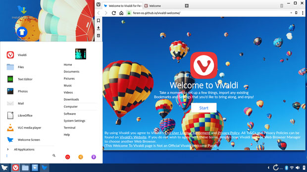 Vivaldi Web Browser on Feren OS