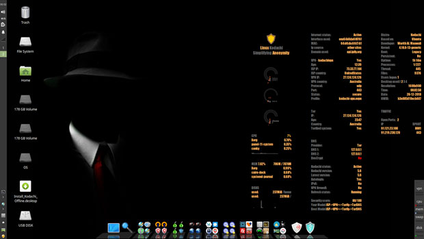 Kodachi Linux desktop view