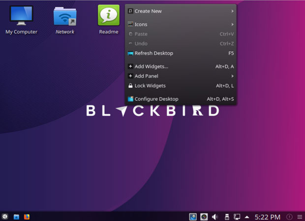 Netrunner's Blackbird desktop controls