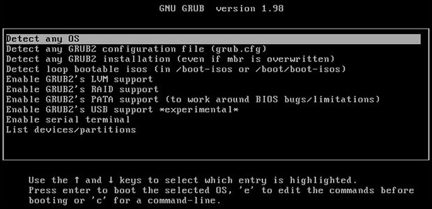 Linux GRUB repair restart screenshot