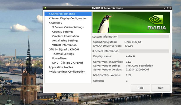 ExTix 19.10 provides automatic access by default to Nvidia's graphics driver.