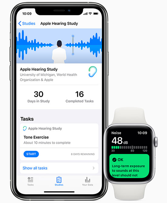 Apple Research App, iPhone 11, Apple Watch Series 5 hearing study