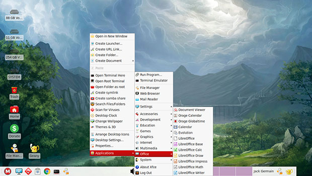 MakuluLinux Flash modified Xfce desktop menus