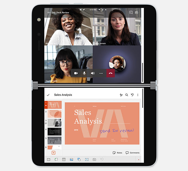 Microsoft Surface Duo video conference PowerPoint