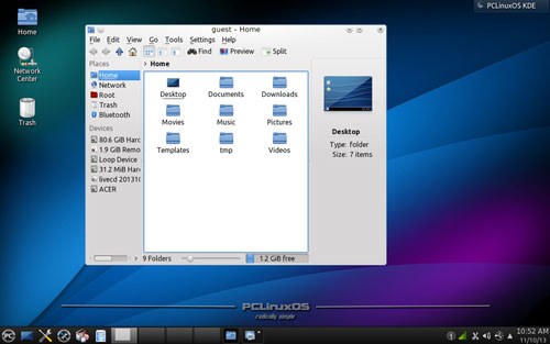 KDE desktop in PCLinuxOS