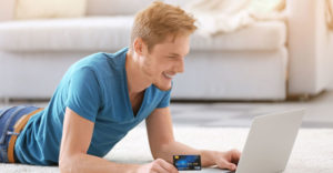 online shopper making an e-commerce purchase with a credit card