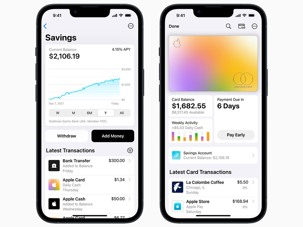 Apple Card Savings account displayed on iPhone